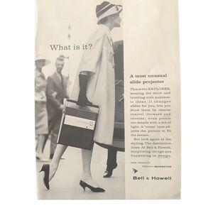 Vintage 1959 Bell & Howell Explorer Slide Projector Ad Advertisement